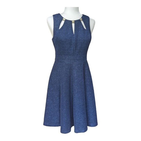 Eliza J Blue Sparkle A-line Fit & Flare Cocktail‎ Party Dress Size 4 - Picture 1 of 10